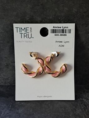 Time and Tru Pink Twisted Hoop Earrings - Amiee Lynn